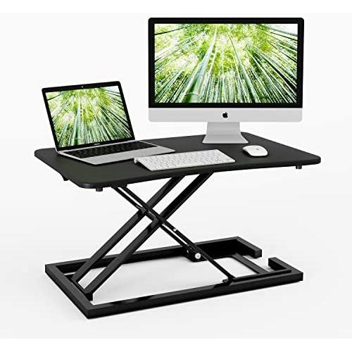 ZHU CHUANG Stand Up Desk Standing Desk Converter Gas Spring Sit Stand Desk Workstation Sit to Stand Desk Riser (Black 3)