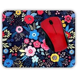 Cute Designer Desk Mouse Pad for Women, Pretty and Colorful Designs, Anti-Slip, Perfect Office, Work & Home Computer Accessory (Blue Garden, Rectangle)