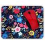 Cute Designer Desk Mouse Pad for Women, Pretty and Colorful Designs, Anti-Slip, Perfect Office, Work & Home Computer Accessory (Blue Garden, Rectangle)