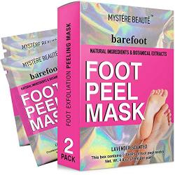 MYSTERE BEAUTE Foot Peel Mask, 2 Pack Exfoliating Foot Mask for Cracked Heels, Dry Skin and Calluses - Lavender Scented Foot Peel and Foot Care - Skin Care Tools for Men and Women