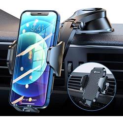 VICSEED Cell Phone Holder for Car Full View Car Phone Mount for Dashboard Air Vent Windshield Super Strong Suction Phone Car Holder Compatible with iPhone 12 SE 11 Pro Max Samsung S20 Note 20 & All