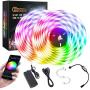 Bluetooth LED Lights Strip, 32.8ft Waterproof LED Strip Lights for Room, Smart-Phone Music Sync Outdoor LED Lights SMD5050 300LEDs Strip Lights with 12V Power Supply for Decor Holiday，Party and Room