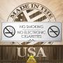 No Smoking No Electronic Cigarettes - Laser Engraved Sign - 3''x9'' - .050 Brushed Silver Plastic