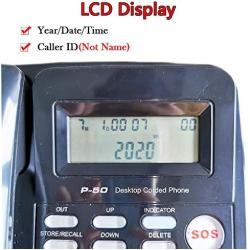 JeKaVis J-P50 Desk Corded Landline Phone for Small Business and Home, 40dB Amplified Ringer for Seniors Elderly Support Hands-Free Calling, SOS Emergency Speed Dial (Black)
