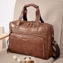 BOSTANTEN Leather Briefcase for Men Business Travel Laptop Bags 15.6 inch Brown