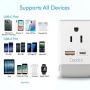 UK Ireland Power Plug Adapter Travel QC 3.0 & PD by Ceptics, Safe Dual USB & USB-C - 2 USA Socket Compact & Powerful - Use in London UAE Dubai Kenya British Hong Kong - Type G AP-7 - Fast Charging