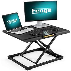 FENGE Standing Desk Conventer with Storage Area Height Adjustable Stand Up Desk for Laptop SD108003MB