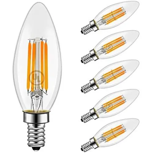 LED Light Bulbs, Emotionlite Dimmable Candelabra Bulbs, E12 Base, Warm White, Chandelier Light, Ceiling Fan Bulb, 40W Equivalent, 4W, 2700K, 350LM, UL Listed, 6 Pack LED Light Bulbs, Emotionlite Dimmable Candelabra Bulbs, E12 Base, Warm White, Chandelier Light, Ceiling Fan Bulb, 40W Equivalent, 4W, 2700K, 350LM, UL Listed, 6 Pack