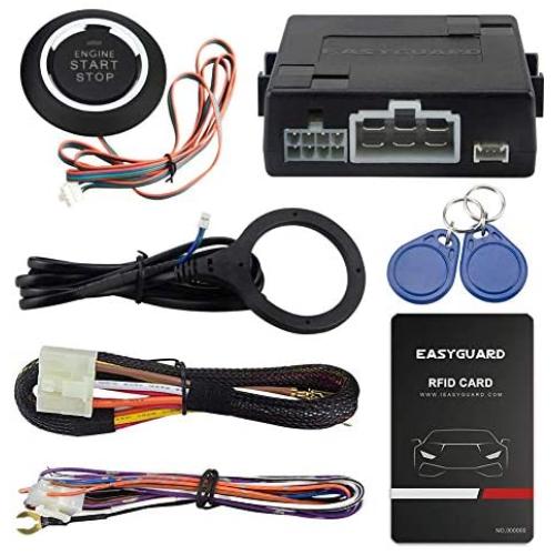 EASYGUARD EC110 RFID car Alarm kit with Push Start Stop Button with Remote Engine Start for Automatic Cars Optional DC12V
