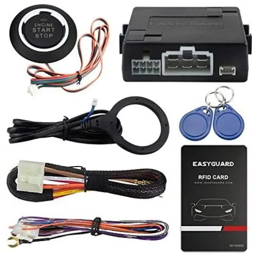 EASYGUARD EC110 RFID car Alarm kit with Push Start Stop Button with Remote Engine Start for Automatic Cars Optional DC12V
