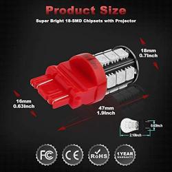 Yorkim Super Bright 3157 LED Light Bulbs Red, 3056 3156 3156A 3057 4057 3157 4157 T25 LED Bulbs for Brake Lights, Backup Reverse Lights, Reverse Tail Lights - Pack of 10