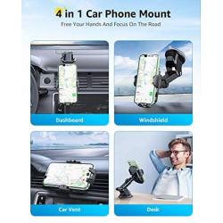 [2021 Upgraded 4 in 1 ] Universal Car Phone Mount Humixx, [Super Suction & Durable] Car Holder for Dashboard Air Vent Windshield, 360 ° Rotatable Long Arm Cell Phone Holder for All Mobile Phones