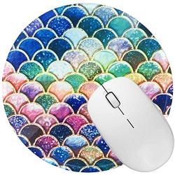 Non Slip Rubber Mouse Pad Beautiful Pattern Desktop 7.9in X7.9in Small Size Computer PC Round Mouse Mat (Beautiful Mermaid)