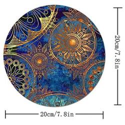 BYBART Mouse Pad, Gold Mandala Flower Round Non-Slip Rubber Mousepad Office Accessories Desk Decor Mouse Pads for Computers Laptop