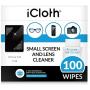 iCloth Lens and Screen Cleaner Pro-Grade Individually Wrapped Wet Wipes, 1 Wipe Cleans an Phone Screen, Camera, Laptop, Tablet, Smartphone, Lenses Box of 100