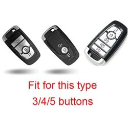 Royalfox(TM) Luxury Aircraft Aluminum Smart 4 Buttons car Key Fob case Cover for 2017 2018 Ford Mustang Explorer F 150 250 350 450 550 Edge Fusion Mondeo (Gold)