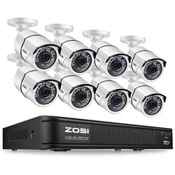 ZOSI 1080p H.265+ Security Camera System for Home, 5MP Lite 8 Channel CCTV DVR and 8 x 1080p Weatherproof Bullet Cameras Outdoor Indoor with 120ft Night Vision and 105°Wide Angle (No HDD Included)