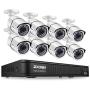 ZOSI 1080p H.265+ Security Camera System for Home, 5MP Lite 8 Channel CCTV DVR and 8 x 1080p Weatherproof Bullet Cameras Outdoor Indoor with 120ft Night Vision and 105°Wide Angle (No HDD Included)