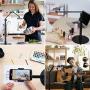 viozon Tablet Phone Overhead Stand, Height & 360 Degree Angle Adjustable, Aluminum Desktop Stand, Compatible with 3.5-10'' Cellphone or Tablet Such as iPhone iPad Pro Air Mini, Samsung, Nexus(AP-4PS)