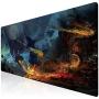 Imegny Extended Gaming Mouse Pad, Portable Keyboard & Mouse Mat with Stitched Edges + Non-Slip Rubber Base (type4 35.415.7Inch, firedragon019)
