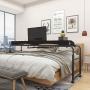 sogesfurniture Overbed Table with Wheels,Height & Length Adjustable Mobile Table 55inches Works as Laptop Cart Computer Table Hospitable Bed Table Nursing Table Drafting Table,Black BHUS-203-2-140BK-N