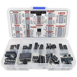IC Assortment Box 75 pcs, PC817c, NE555, LM358, LM324, JRC4558D, LM393, LM339, NE5532, LM386, PT2399, TDA2822, TDA2030A, UC3842AN, UC3843AN, ULN2803APG, ULN2003AN and Sockets