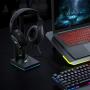 Havit RGB Headphones Stand with 3.5mm AUX and 2 USB Ports, Headphone Holder for Gamers Gaming PC Accessories Desk