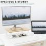 VIVO 15 inch Monitor Riser, Wood and Steel Desktop Stand, Ergonomic Desk and Tabletop Organizer, Light Wood and White, STAND-V000WS
