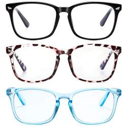 Frolesant Blue Light Glasses for Women, Anti Eye Eyestrain Reading Gaming Glasses Non Prescription, Computer Reading Eyeglasses for Men - 3 Pack