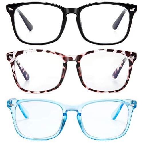 Frolesant Blue Light Glasses for Women, Anti Eye Eyestrain Reading Gaming Glasses Non Prescription, Computer Reading Eyeglasses for Men - 3 Pack