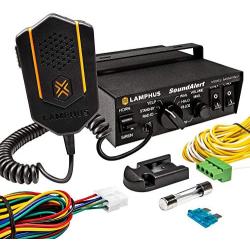 SoundAlert 100W Emergency Police Siren Amplifier [2 x 20A Switch Control] [Hands-Free Air Horn] [PTT Mic] [Radio Rebroadcast] Warning PA System for Emergency Vehicles Trucks Cars Warning Lights
