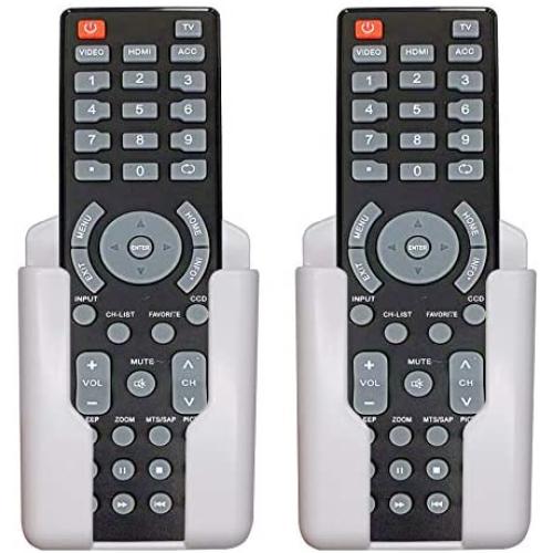 EIKS 2 Pack Remote Holder Controller Rack, Two Way Wall Mounting - Using Adhensive Tape or Drilling Holes (White)