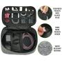 mDesign Fabric Travel Electronic Accessories Bag Organizer with Easy-Pull Zipper/Handle, Water-Resistant, Front Pocket - Holds Cords, Smart Phones, Earbuds, Batteries, Chargers, Travel Sizes - Gray