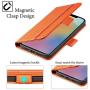 Rssviss for iPhone 12 Pro Max Case 6.7'', Protective Leather Wallet Shockproof Magnetic Flip Phone Cover with Card Slots and Stand for iPhone 12 Pro Max 6.7''-Orange