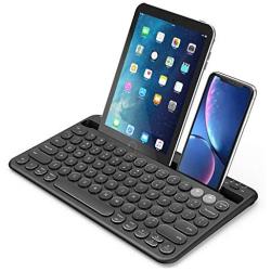 Multi-device Bluetooth keyboard, Jelly Comb Rechargeable Wireless Bluetooth Keyboard Switch to 2 Devices for Cellphone, Tablet, PC, Smart TV, Macbook iOS Android Windows-B046 (Black)