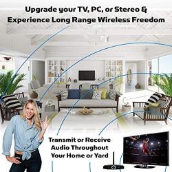 Proven 300ft Long Range Bluetooth Transmitter Receiver for TV or Stereo, Connect Speaker or Headphones, aptX Low Latency Wireless Adapter, Listen in HD No Audio Delay Optical RCA AUX 3.5mm(Home RTX 2.