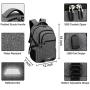 15.6 inch Laptop Backpack Men, Travel Water Resistant Backpack with USB Charging Port Multiple Pockets School Backpack, Durable Lightweight Computer Backpack for Men and Women, Black (Grey)