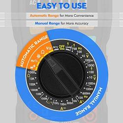 Digital Multimeter, ACEGMET TRMS Auto/Manual Ranging Multimeter Tester AC/DC Current, Voltage Meter Measures Resistance, Frequency, Temperature, 10000 Counts Volt Meter NCV with LCD Backlit Display