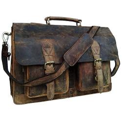 Cuero Retro Buffalo Hunter Leather Laptop Messenger Bag Office Briefcase Travel Bag (Rich Brown)