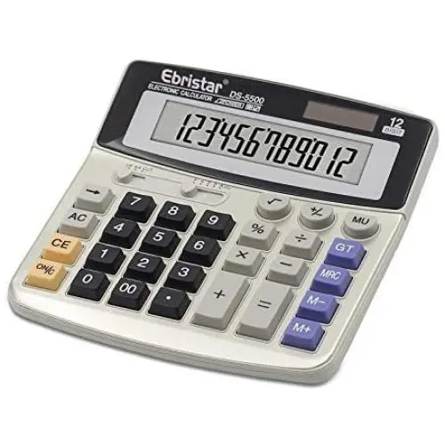 Calculator,12-Digit Desktop Basic Calculator, Solar Battery Dual Power with Large LCD Display and Large Buttons Office Calculator by Ebristar (JP01251A)