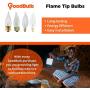 6O Watt Flame Tip Candelabra Light Bulbs | CA10 Clear Finish E12 Base 2700K Soft White CFC | Dimmable 6OW 580 Lumens | Decorative Chandelier Bulbs | Incandescent 12 Pack by GoodBulb