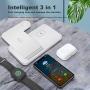 Wireless Charger, 15W Foldable Fast Qi 3 in 1 Wireless Charging Station Compatible with iPhone 11/12/XR/XS/X, iWatch SE/6/5/4/3, Airpods pro/2, FDGAO Wireless Charging Stand for Galaxy S20/S10