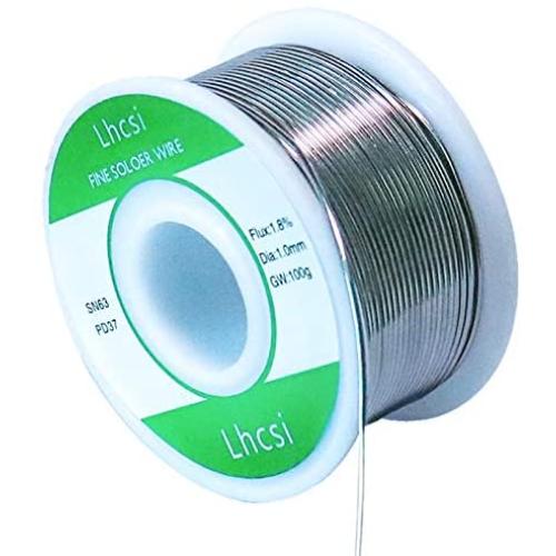 Lhcsi 63/37 Tin Lead Solder With Rosin Core， Solder Wire for Electrical Soldering and DIY (1.0MM/100G)