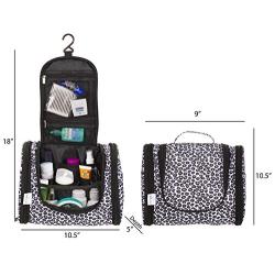 DMJSL Womens Medium Ladies Toiletry Travel Bag Hanging Toiletry Bag – Travel Makeup Organizer and Cosmetic Case, Travel Bag Organizer Toiletry TSA Approved, Black Leopard Print