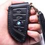 Leather BMW Key Fob Cover Suit for Keyless Remote Control for BMW 1 2 3 4 5 6 7 Series and X1 X2 X3 X5 X6 etc (A Black) …