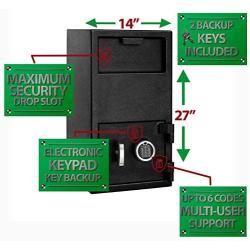 Templeton Large Depository Safe - Electronic Keypad Combination with Key Backup, 1.4 CBF