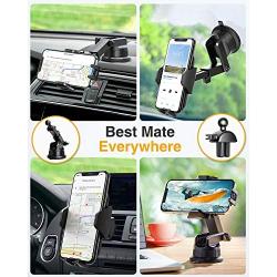 [Upgraded] VANMASS Universal Car Phone Mount [for Trip & Family & Friend] Handsfree Windshield Dash Air Vent Cell Phone Holder Car, Compatible with iPhone 12 11 Xs Max XR X SE Samsung S20 S10 Note 10