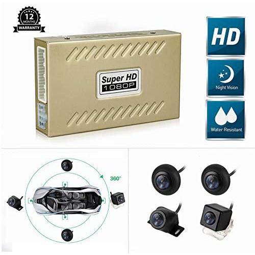 CarThree 360 Degree Bird View System Waterproof Seamless 4 Camera Car DVR Universal All Round View Camera System with Super Hd 1080P Night Vision for All Car