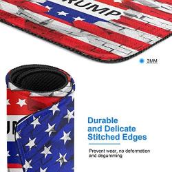 American USA Trump Flag Mouse Pad with Stitched Edge, Premium-Textured Gaming Mouse Mat, Non-Slip Rubber Base Mousepad for Laptop, Computer & PC, 10.2x8.3x0.12 inch
