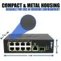 BV-Tech 10 Port PoE+ Industrial DIN Rail Switch (8 PoE+ Ports | Gigabit Ethernet & SFP Uplink) – 96W – 802.3at